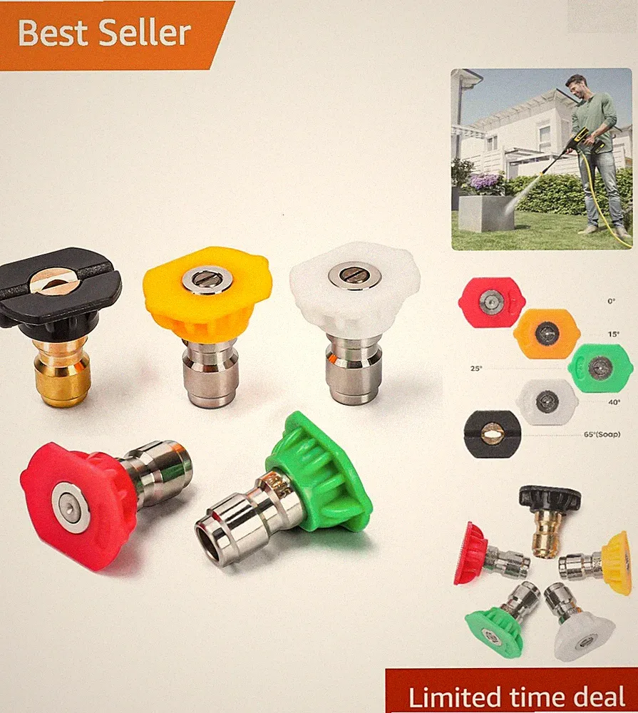 Professional Pressure Washer Tips Set of 5 - Quick Connect, 4000 PSI, 2.5 GPM