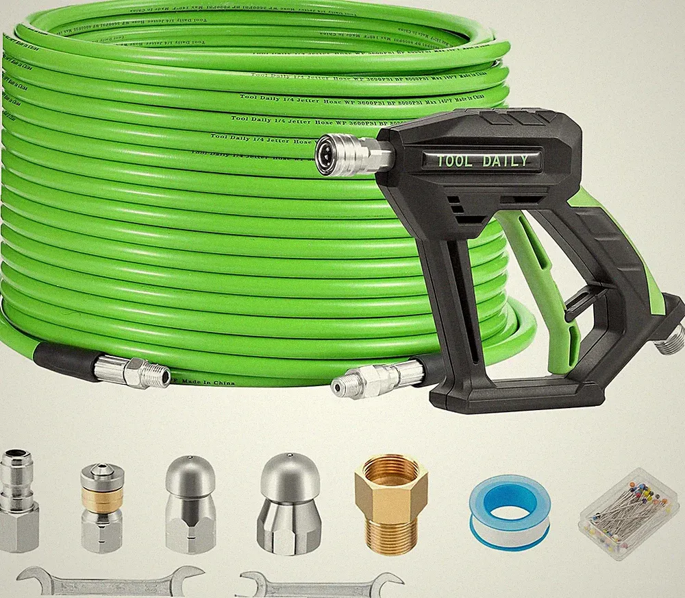 Professional Sewer Jetter Kit for Pressure Washer, 100 FT, 3600 PSI