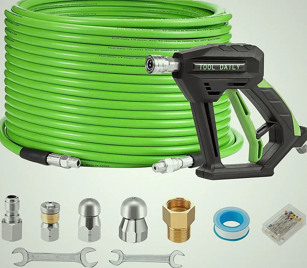 Professional Sewer Jetter Kit for Pressure Washer, 100 FT, 3600 PSI