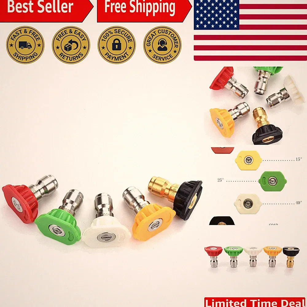 Professionally Designed Pressure Washer Nozzles 5-Pack - Ideal for Car Washing