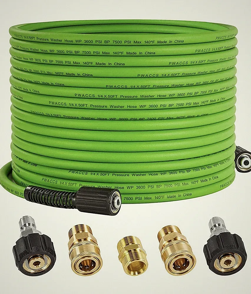 PWACCS Apple Green 50 FT x 1/4" Kink Resistant Pressure Washer Hose