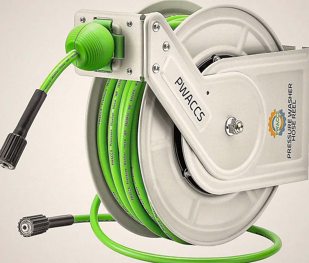 PWACCS Retractable Pressure Washer Hose Reel 1/4" x 60ft 3600 PSI
