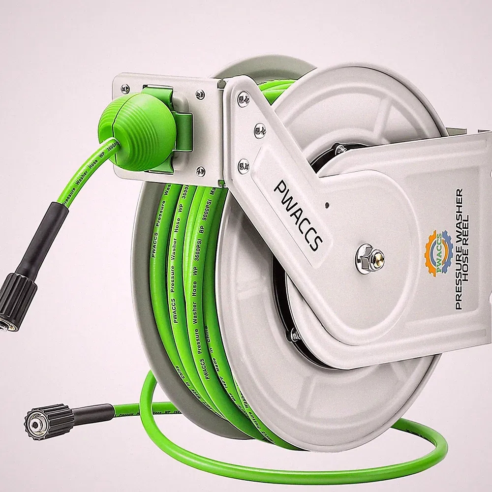PWACCS Retractable Pressure Washer Hose Reel, 1/4" x 60FT Green