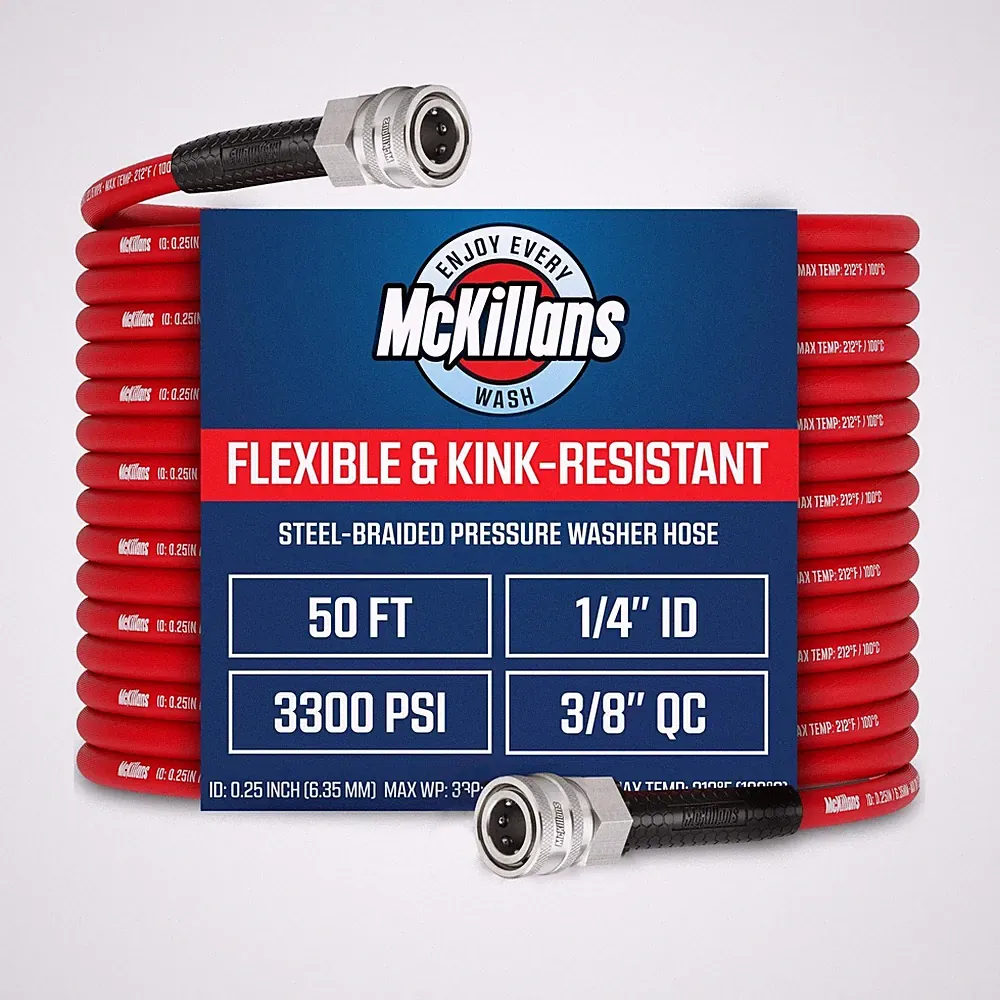 QC - ft Flexible McKillans® Washer Hose Kink-resist & 50 Installed Pressure