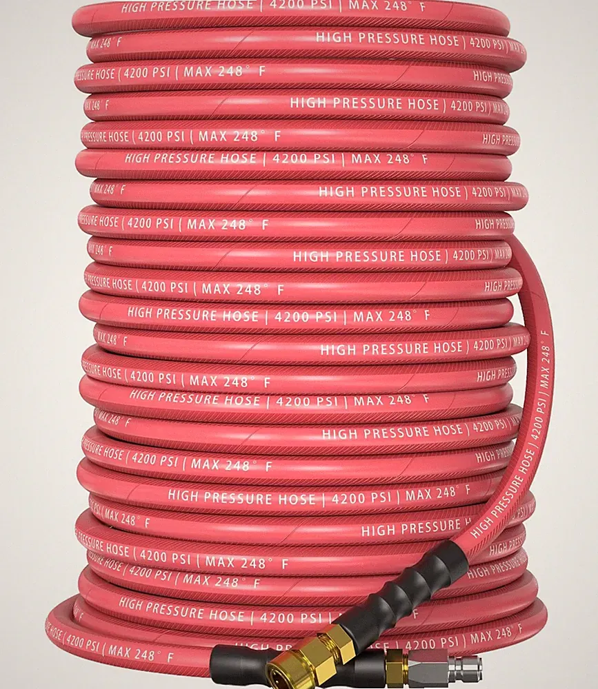 QC Installed Pressure Washer Hose 100 ft, 4200 PSI Flexible & Kink-Resistant,...