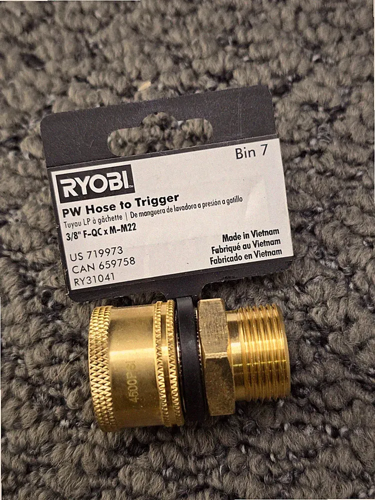 (QTY 3) Ryobi RY31041: 3/8" Fem Quick-Connect x Male Coupler For Pressure Washer