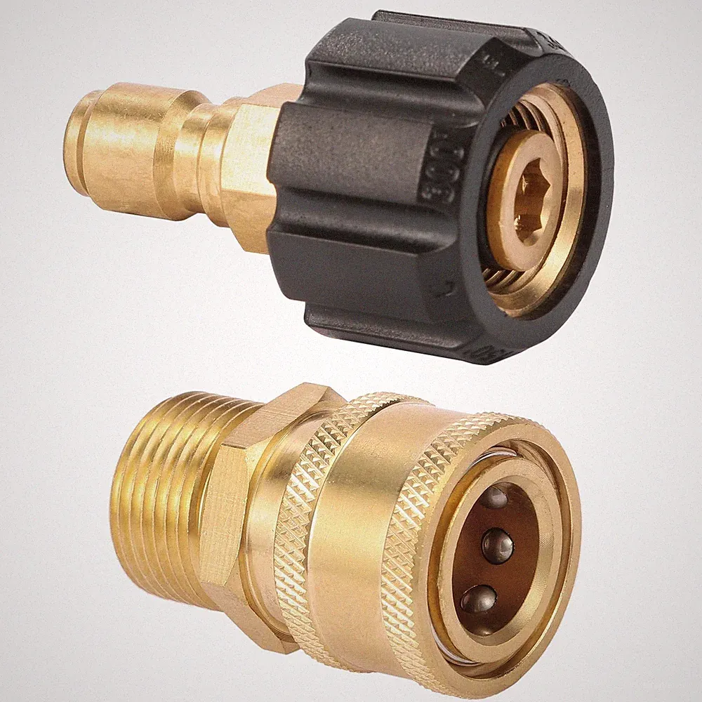 Quick Connect Fittings For Pressure Washer, M22 14mm 3/8 Inch, Gold