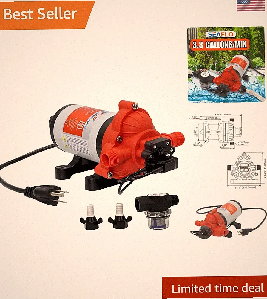 Quiet 33 Series Water Pressure Pump - 115V, 3.3 GPM for Homes & Off-Grid Living