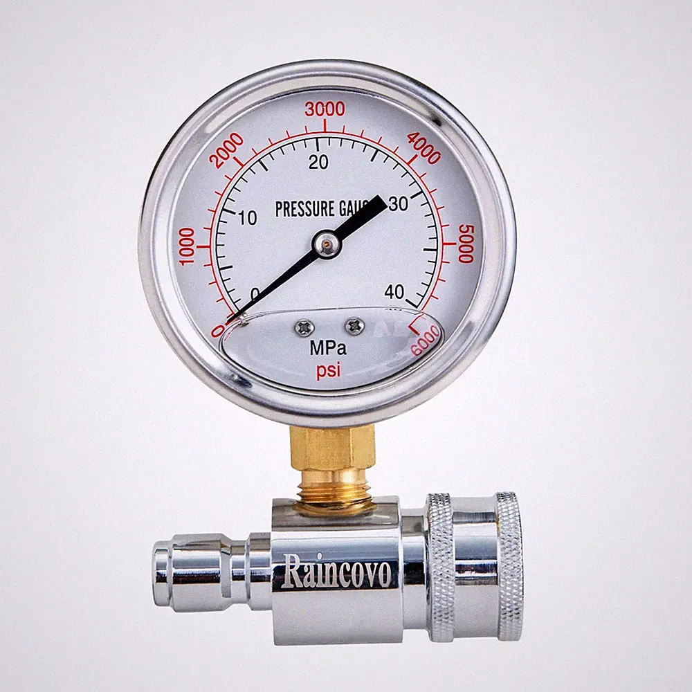 Raincovo Pressure Washer Gauge, 6000 PSI, 3/8 Inch Quick Connect, Pressure Gauge