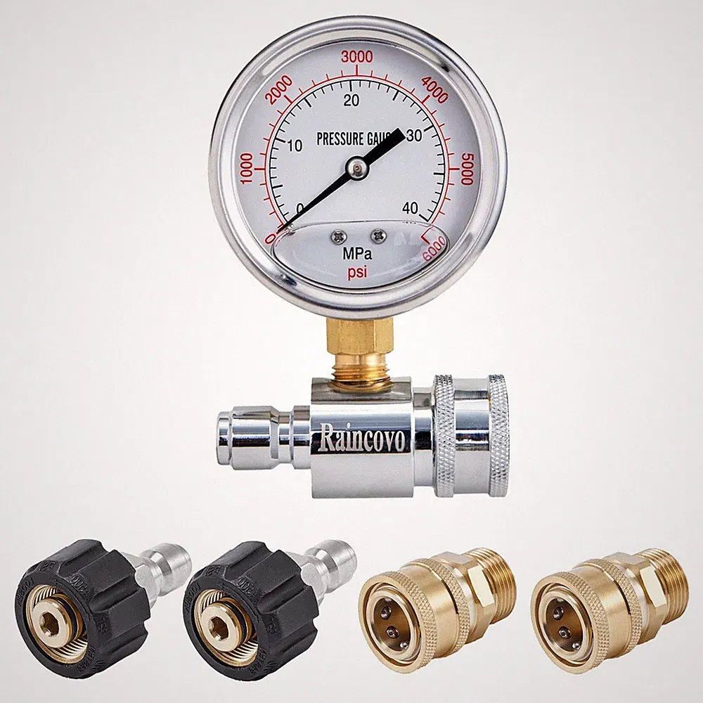 Raincovo Pressure Washer Gauge, 6000 PSI, 3/8 Inch Quick Connect, Pressure Wa...