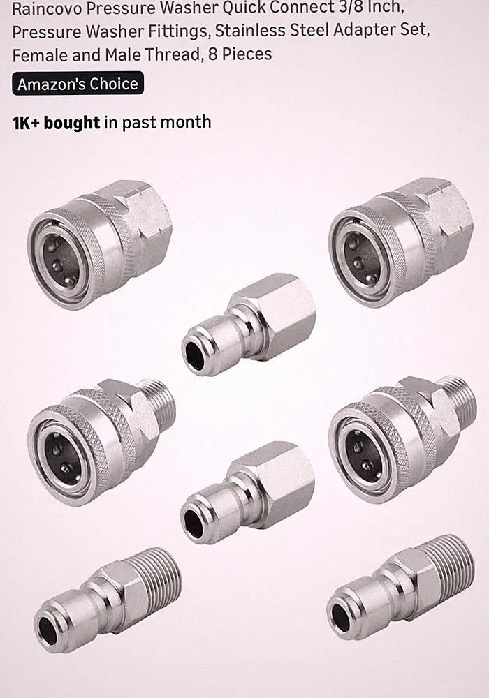Raincovo Pressure Washer Quick Connect 3/8 Inch Pressure Washer Fittings