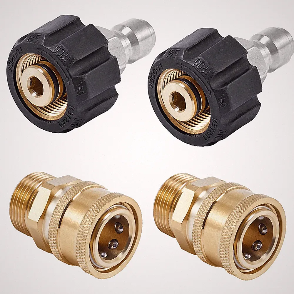 Raincovo Pressure Washer Quick Connect Fittings, M22 14mm to 3/8", Black