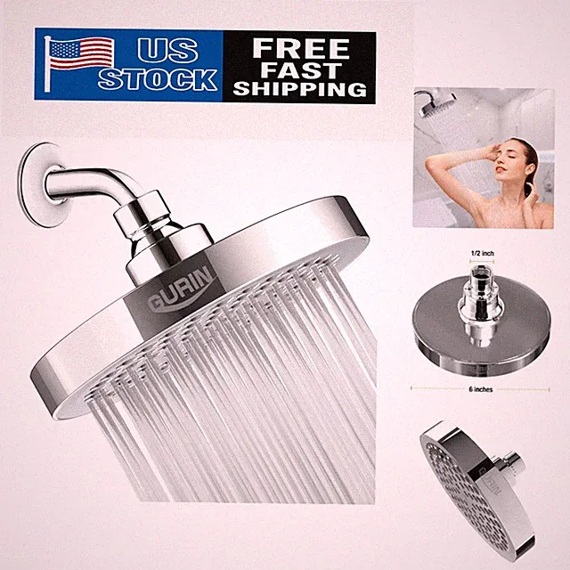 Rainfall Shower Head with Adjustable Angles - 2.5 GPM, Anti-Clog Silicone Jets