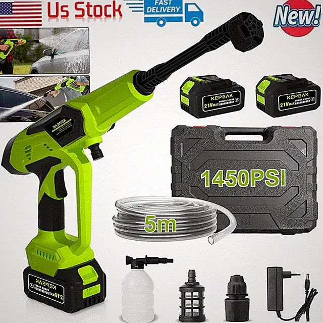 Rechargeable High Pressure Cordless Electric Spray Water Gun With 2x Batteries