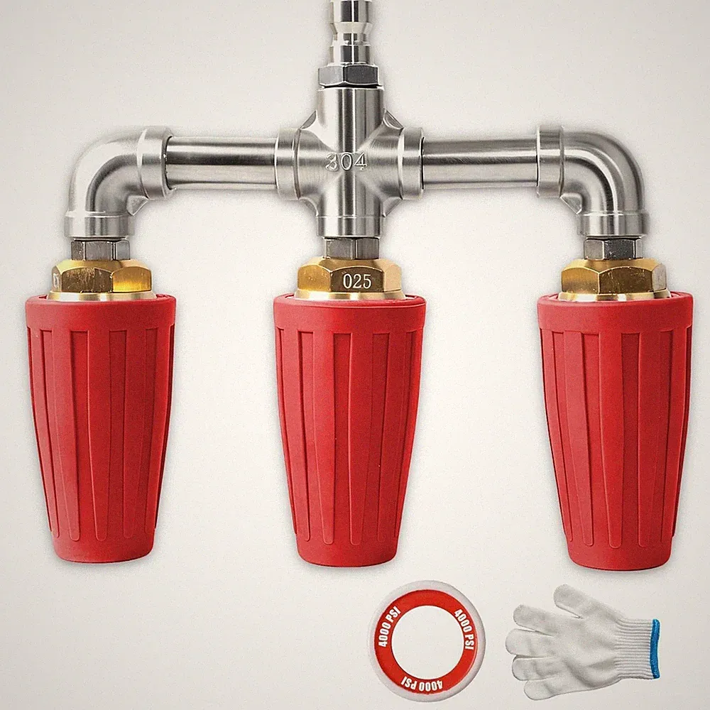 Red 4000 PSI Triple Turbo Rotating Pressure Washer Nozzle 1/4" Quick Connect