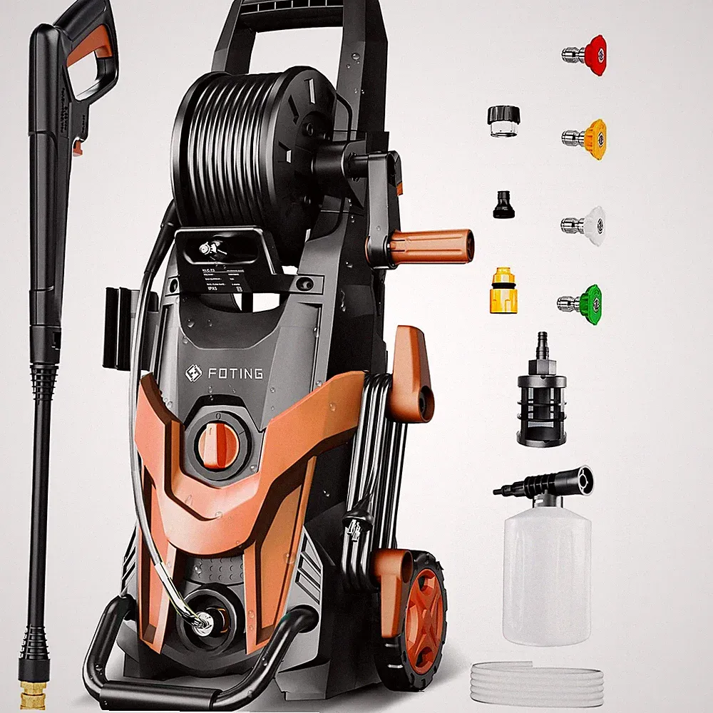 RED/BLACK - FOTING PRESSURE WASHER 4500PSI 4 QUICK CONNECT NOZZLES, HOSE & FILT