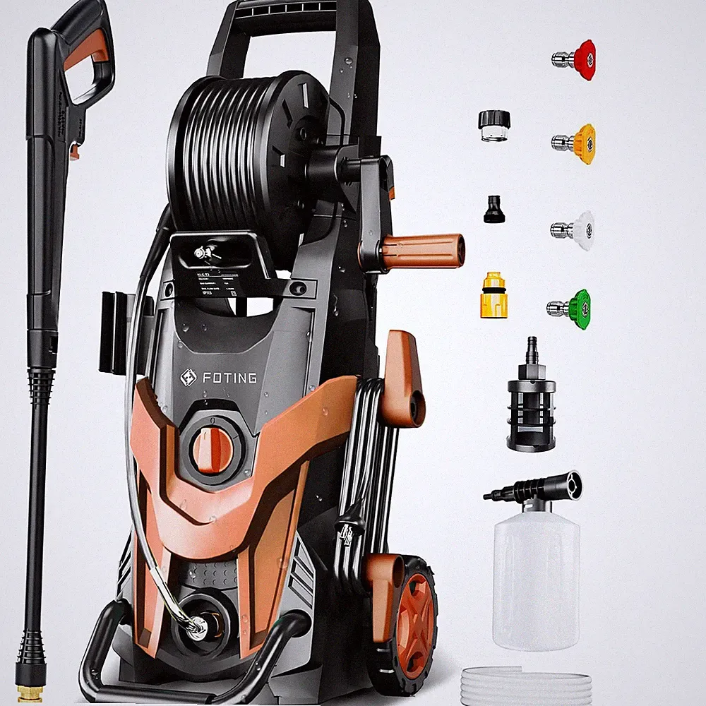 RED/BLACK - FOTING PRESSURE WASHER 4500PSI 4 QUICK CONNECT NOZZLES, HOSE & FILT