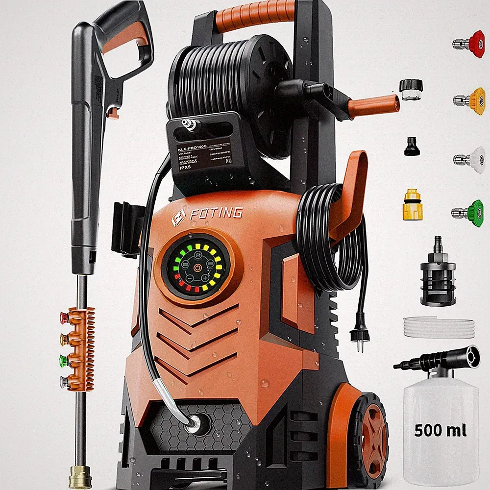 RED - FOTING 2026UPGRADED PRESSURE WASHER 5000PSI TOUCH SCREEN 8 LEVEL 34"TALL
