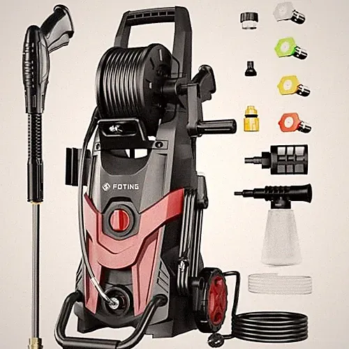 RED - FOTING PRESSURE POWER WASHER 4500PSI WITH 4 QUICK CONNECT NOZZLES, INLET