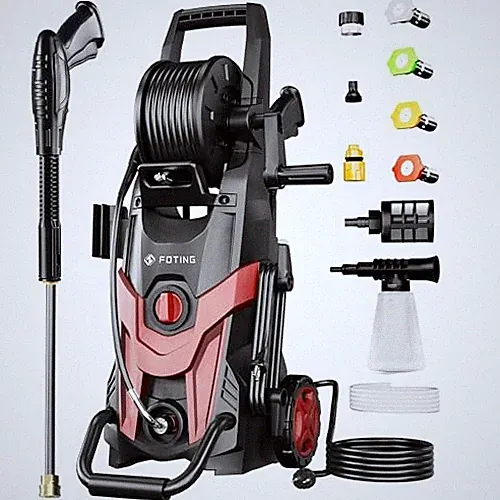 RED - FOTING PRESSURE POWER WASHER 4500PSI WITH 4 QUICK CONNECT NOZZLES, INLET