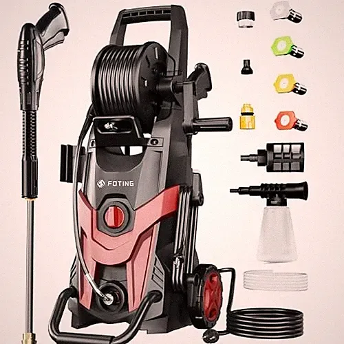 RED - FOTING PRESSURE POWER WASHER 4500PSI WITH 4 QUICK CONNECT NOZZLES, INLET