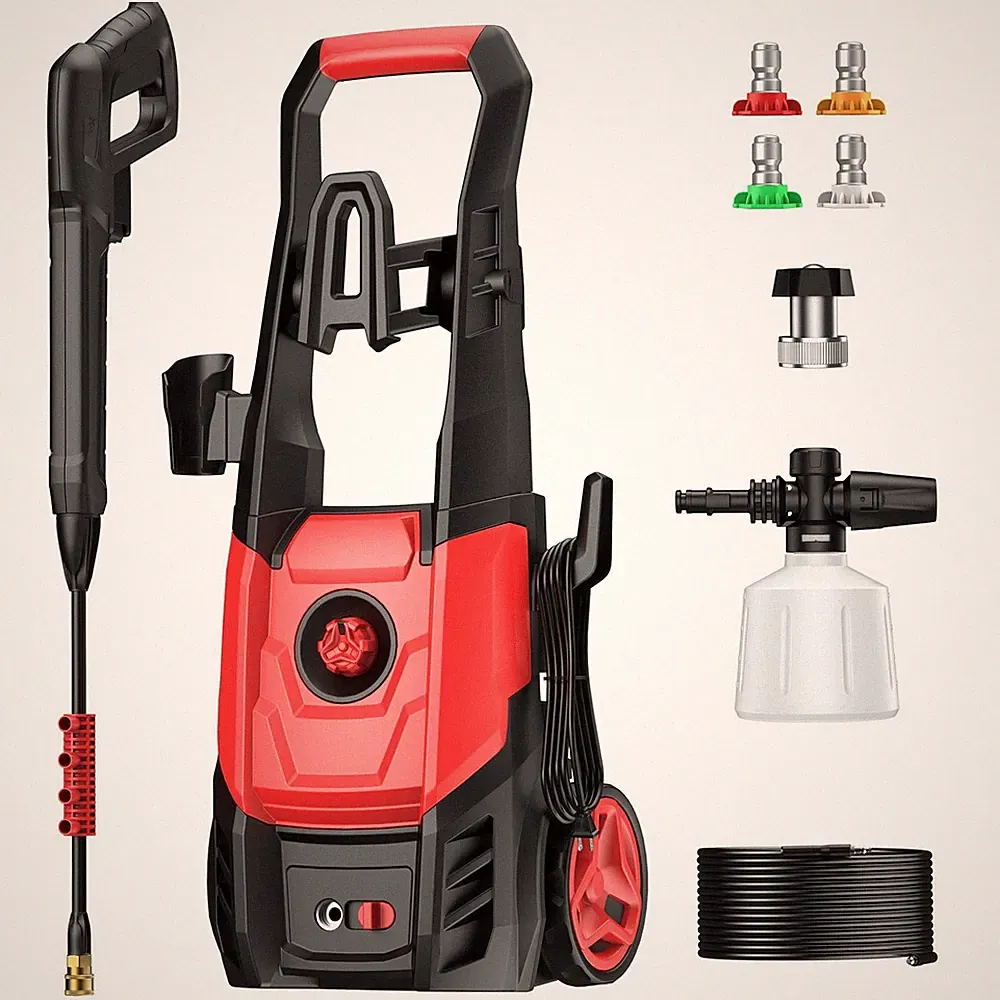 RED - STEELITE ELECTRIC PRESSURE WASHER 2.5 GPM 4 NOZZLES FOAM CANNON AZ6041VC