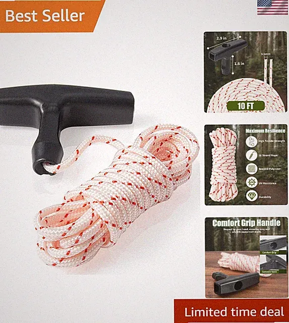 Reliable 10 ft Pull Cord Replacement with 2000lb Strength for Various Equipments