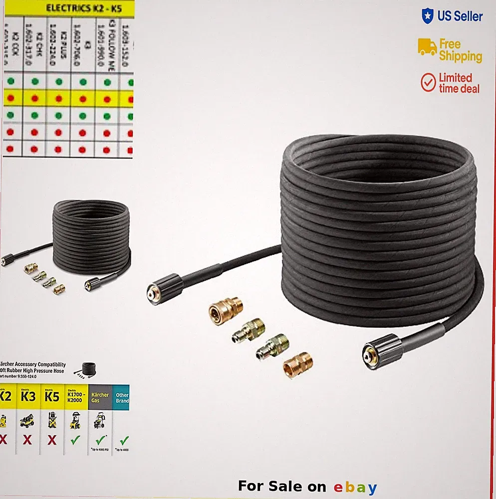 Replacement Extension High Pressure Hose 50 Foot 4000 PSI Gas Pressure Washer