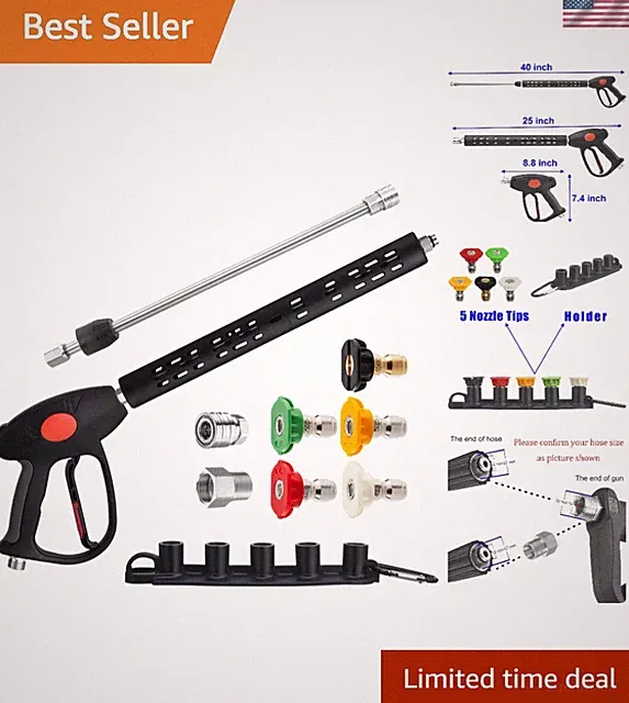 Replacement Pressure Washer Gun with Extension Wand, M22 15mm or M22 14mm Fit...