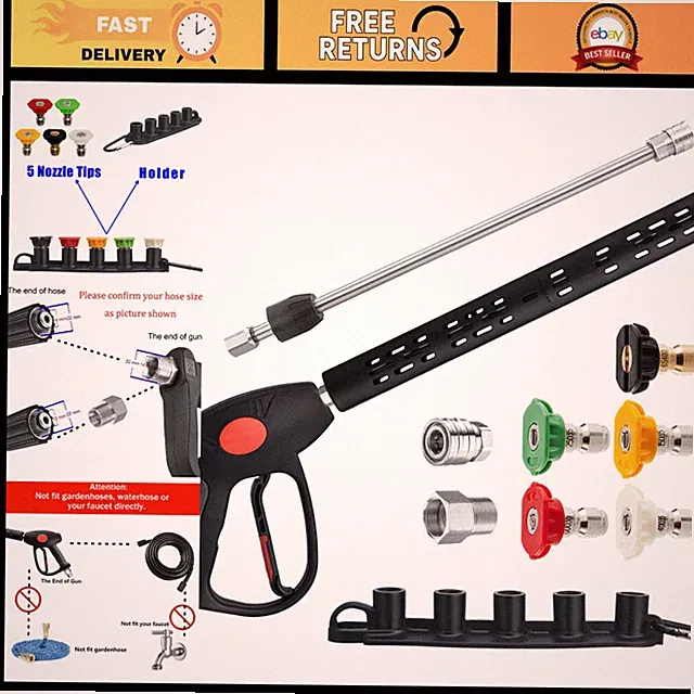 Replacement Pressure Washer Gun with Extension Wand, M22 Fitting, High Pressure
