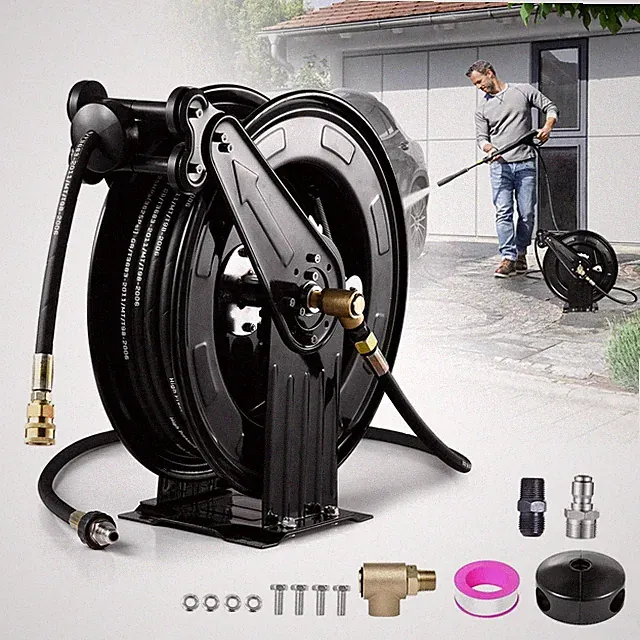Retractable High Pressure Washer Hose Reel 3/8" x 50 ft, 4000PSI