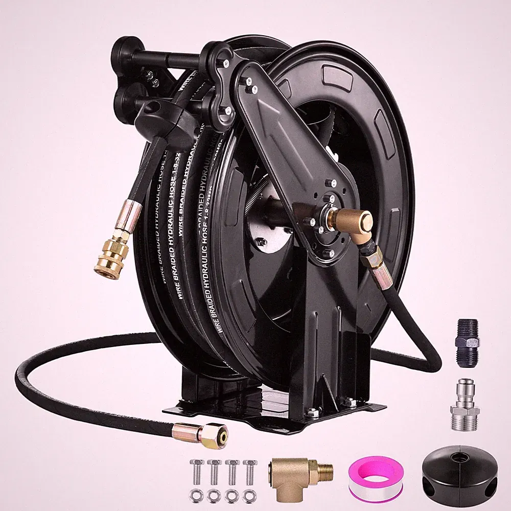 Retractable Power Pressure Washer Hose Reel 3/8" x 50 ft, 4000PSI