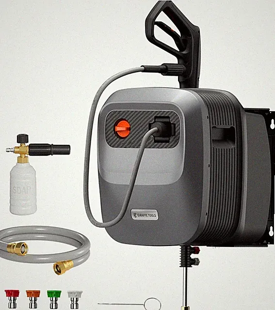 Retractable Pressure Washer,2500 PSI 2.2 GPM, 180° Wall Mounted Power Washer