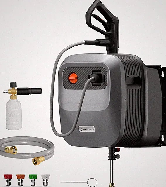 Retractable Pressure Washer 2500 PSI 2.2 GPM 65ft Hose Wall Mount