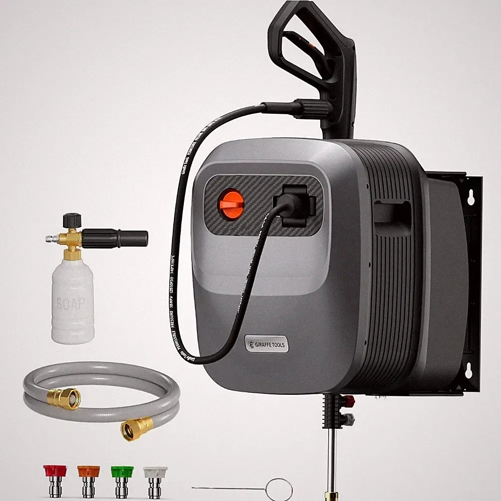 Retractable Pressure Washer 2500 PSI 2.2 GPM Wall Mounted with 65FT Hose Reel 4