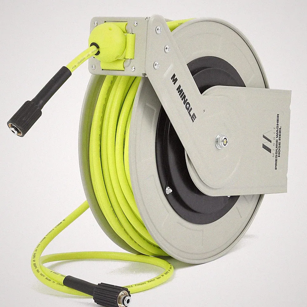 Retractable Pressure Washer Hose Reel, 1/4" × 100ft Heavy Duty Professional H...