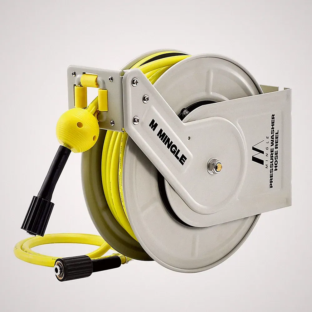 Retractable Pressure Washer Hose Reel, 1/4" × 60ft Heavy Duty Professional Ho...