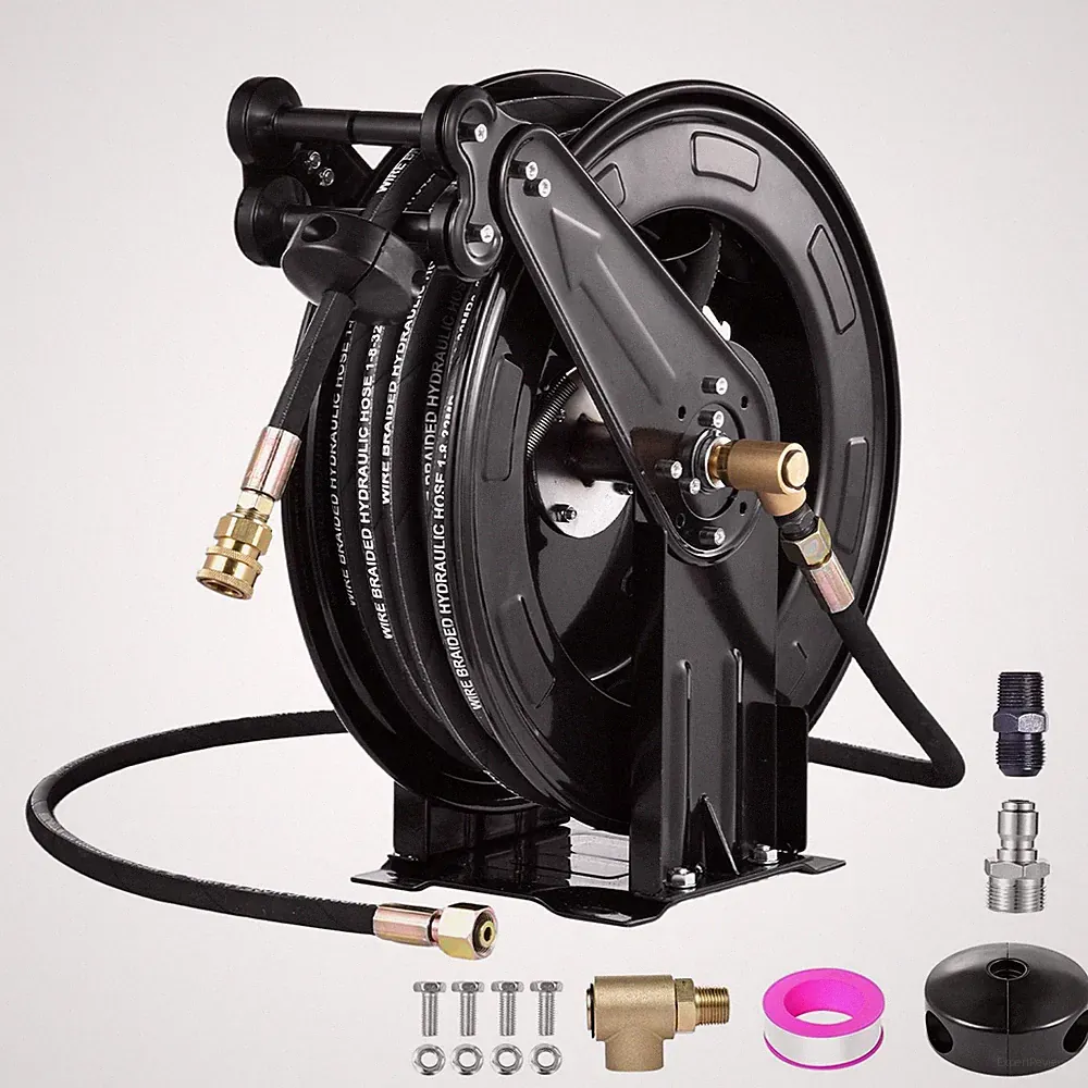Retractable Pressure Washer Hose Reel, 3/8 in x 50 ft Pressure Washer Reels
