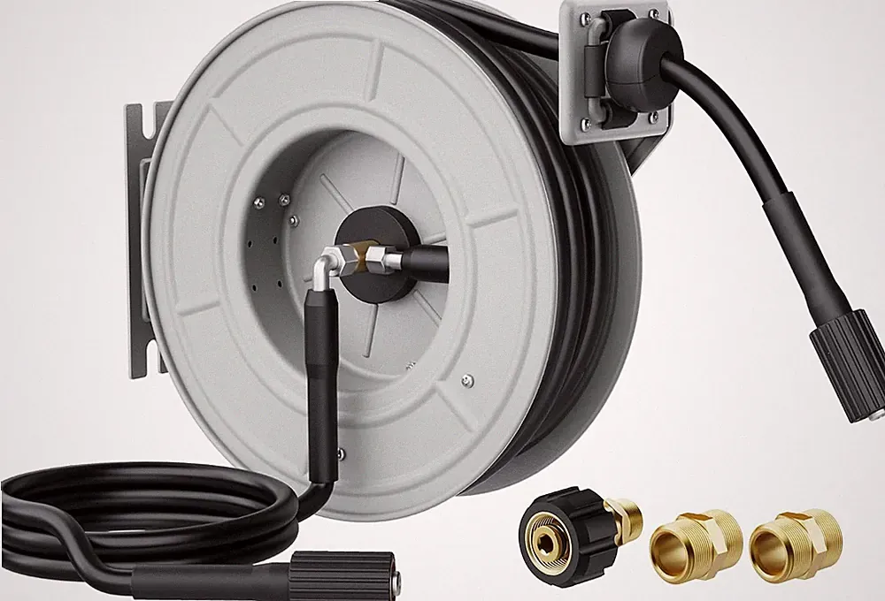 Retractable Pressure Washer Hose Reel 65Ft, 2600PSI | Pressure Hose Reel, Wall/F