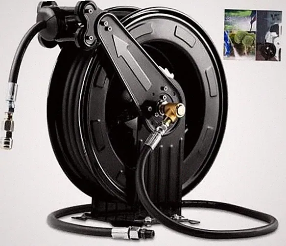 Retractable Pressure Washer Hose Reel, Heavy Duty Steel Professional Power