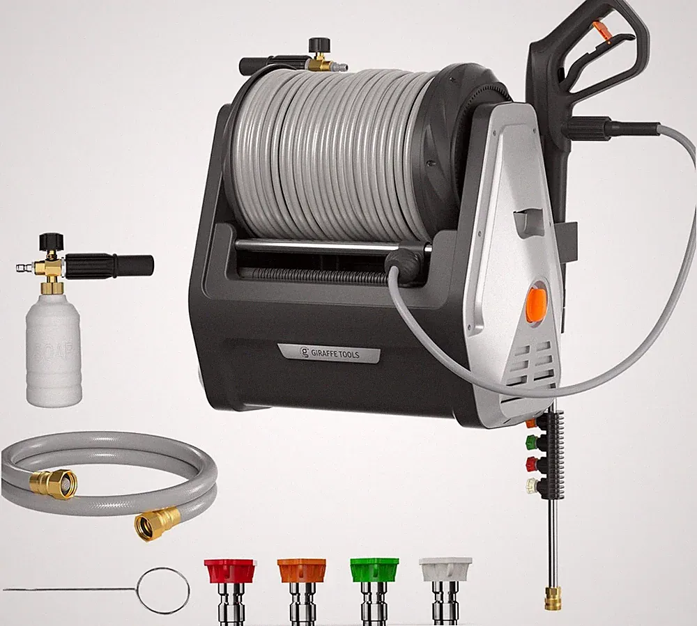 Retractable Wall Mount Electric Pressure Washer 2900 PSI 100ft Hose Power Washer