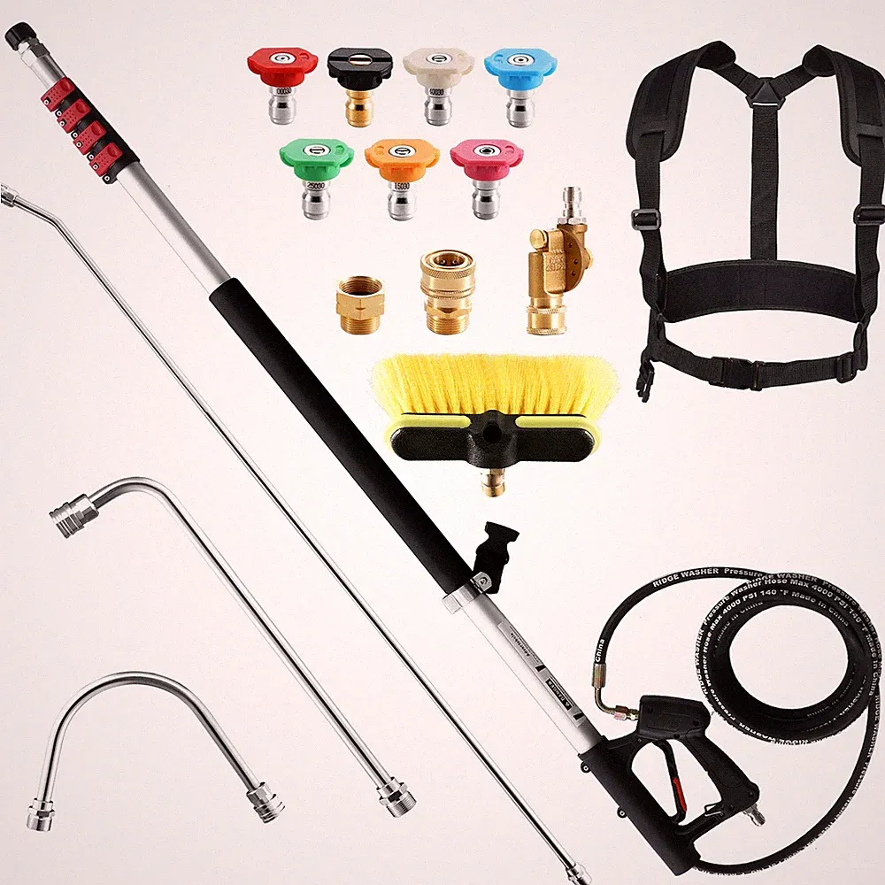 RIDGE WASHER 24 FT Telescoping Pressure Washer Wand, Power Washer Extension W...