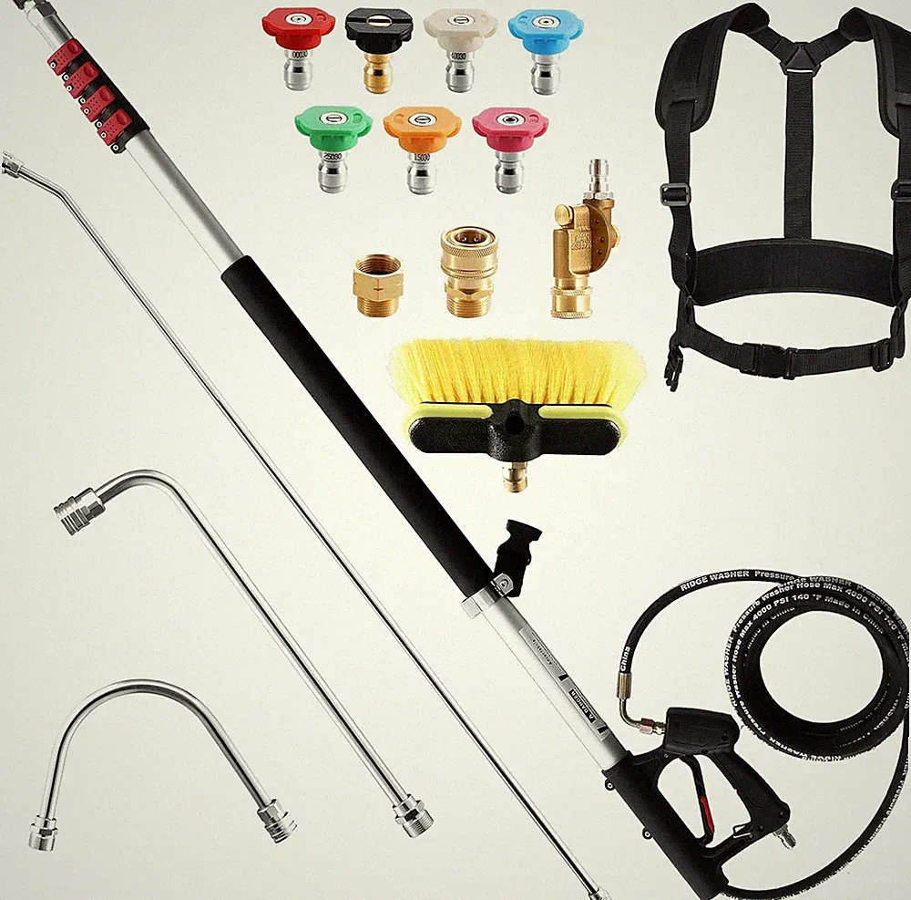RIDGE WASHER 24 FT Telescoping Pressure Washer Wand, Power Washer Extension Wand