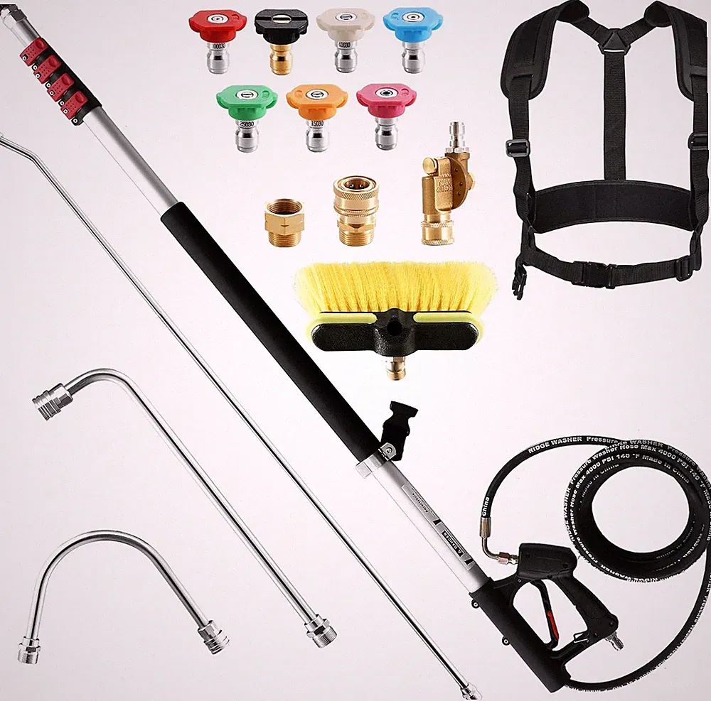 RIDGE WASHER 24 FT Telescoping Pressure Washer Wand, with Brush, 4000 PSI