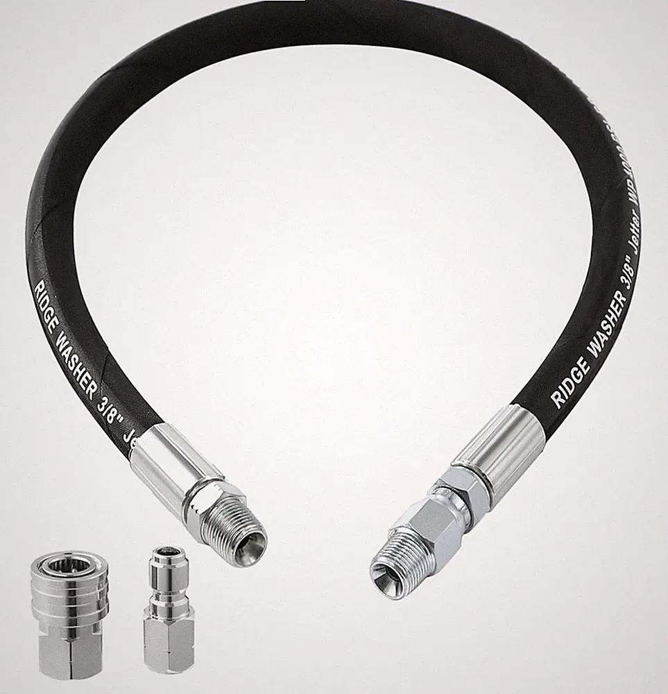 RIDGE WASHER Preassure Washer Whip Hose With Swivel, 3/8 Power 2 Feet, Black
