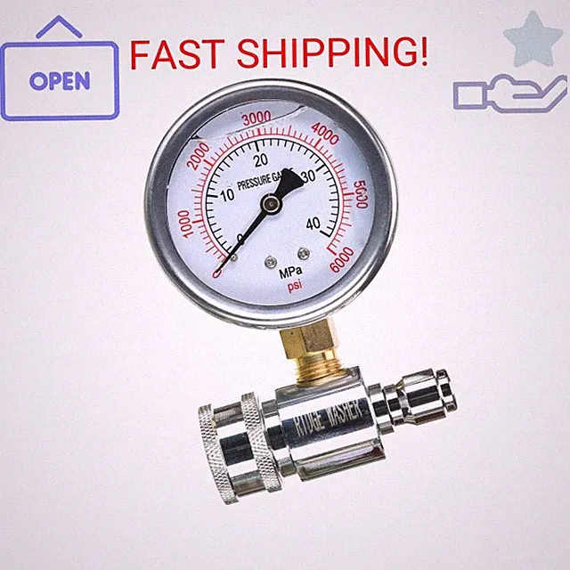 RIDGE WASHER Pressure Washer Gauge with 3/8'' Quick Connect Socket and Plug