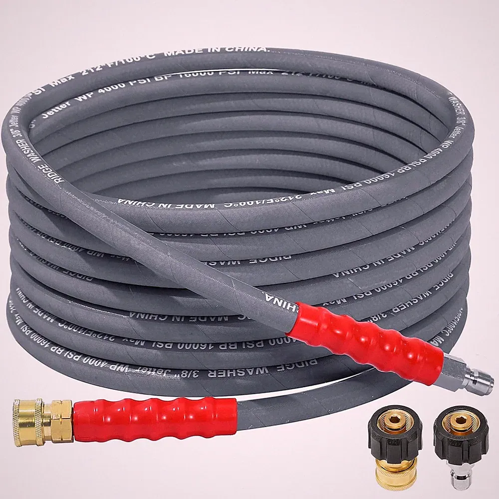 Ridge Washer Pressure Washer Hose 25ft 4000 PSI 3/8 Inch Heavy Duty Outdoor