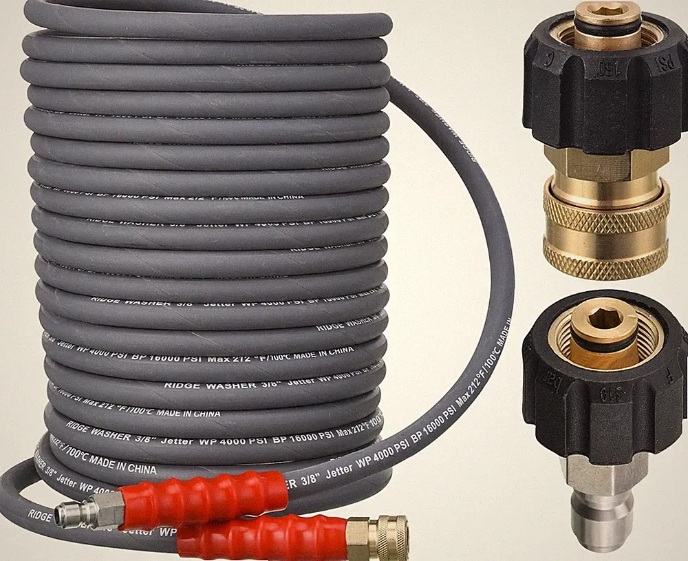 RIDGE WASHER Pressure Washer Hose 50 Feet X 3/8 Inch for Hot and Cold Water, wit
