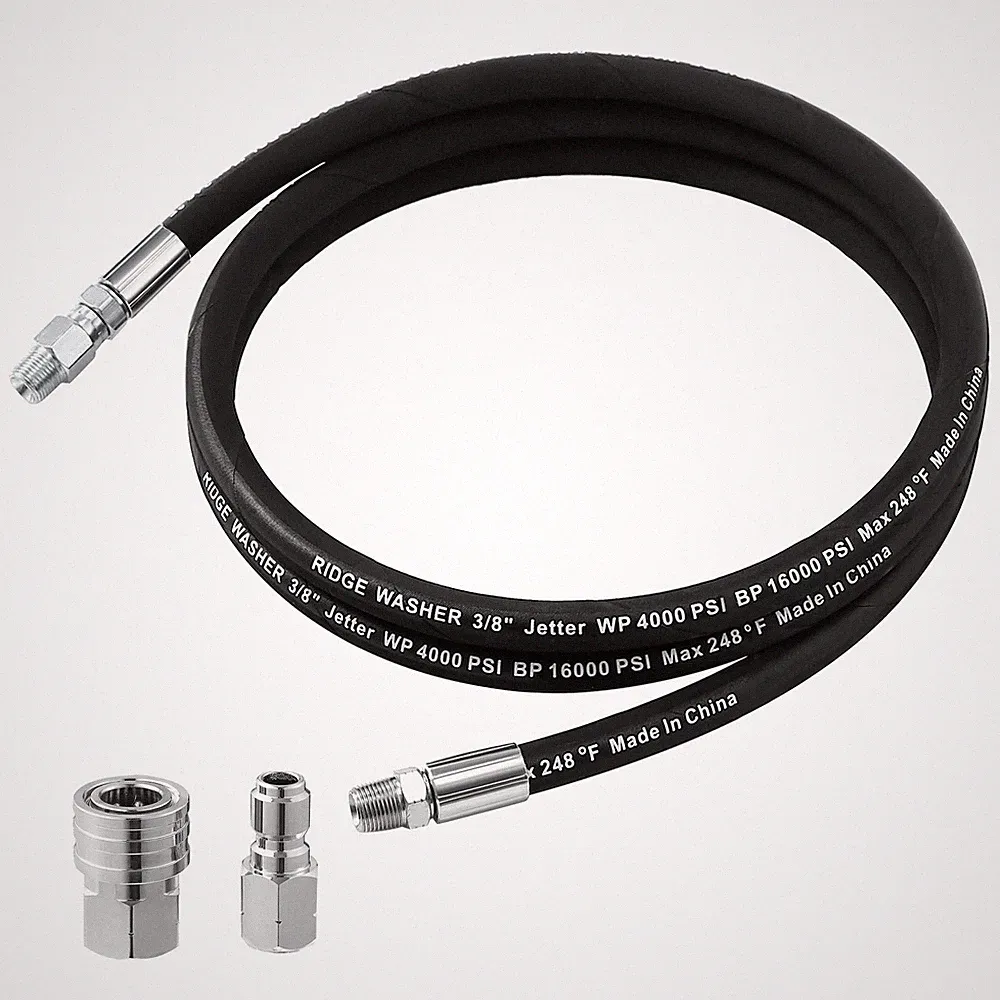 RIDGE WASHER Pressure Washer Whip Hose 3/8in Swivel 8ft 4000 PSI Adapter