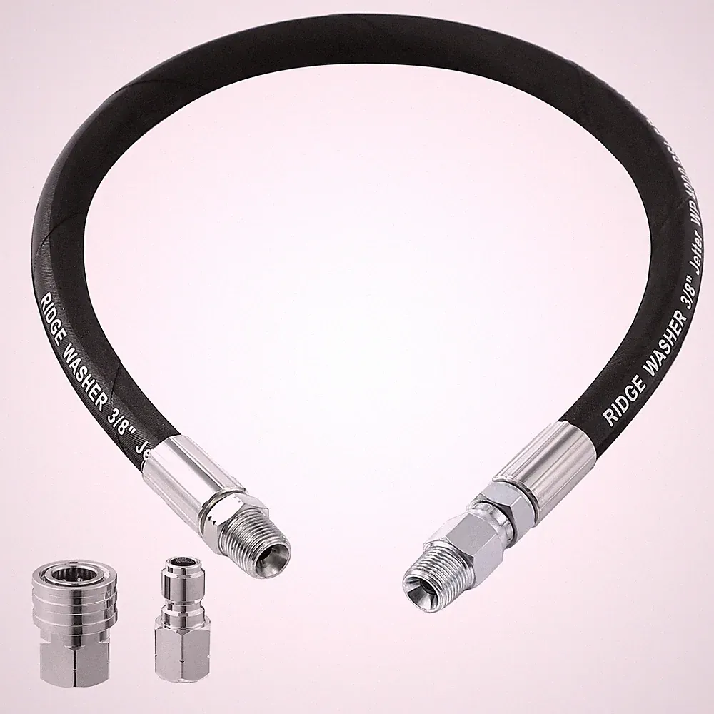 RIDGE WASHER Pressure Washer Whip Hose with Swivel, 3/8", 2 FT, 2FT, Black
